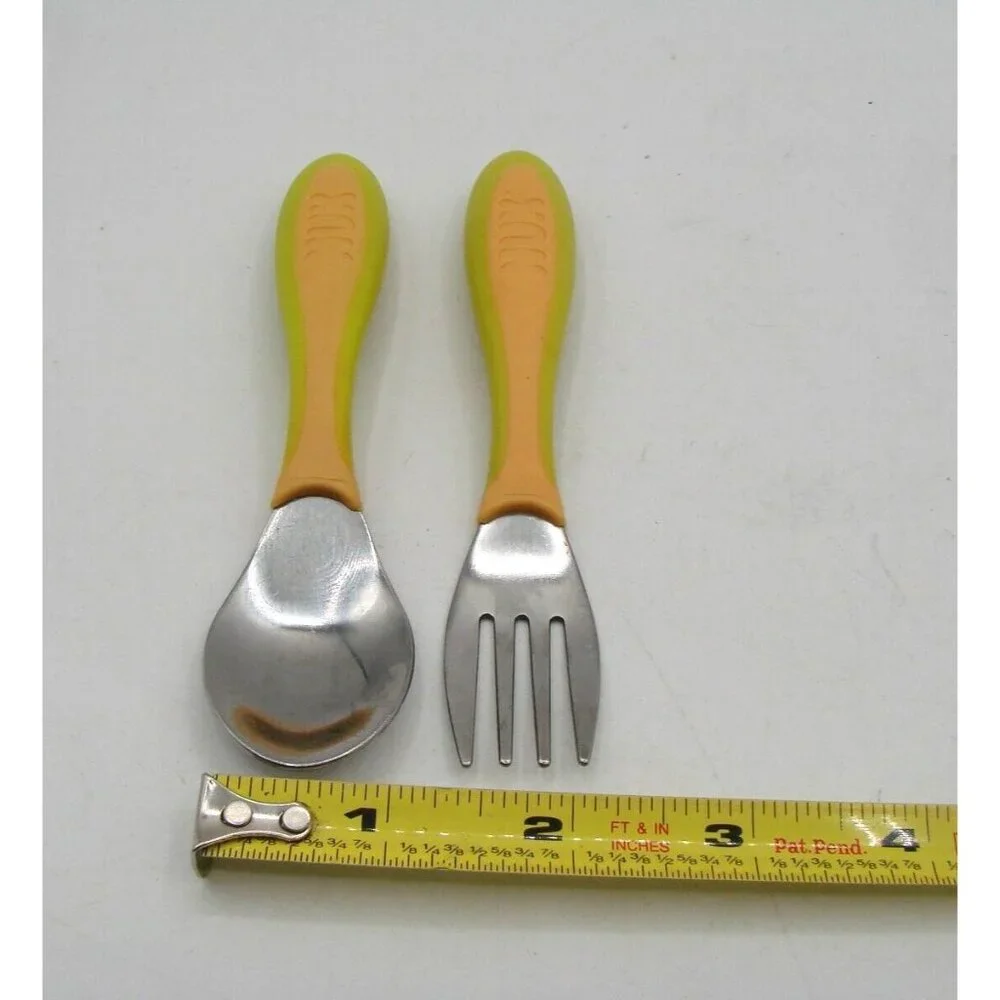 NUK 2 Piece Fork Spoon Set Lunchbox Travel Case Stainless Steel Kids Toddler Vtg